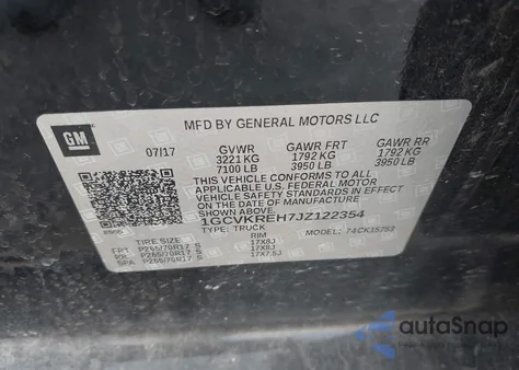 2018 Chevrolet Silverado 1500 1Lt from USA, damaged, VIN 1GCVKREH7JZ122354